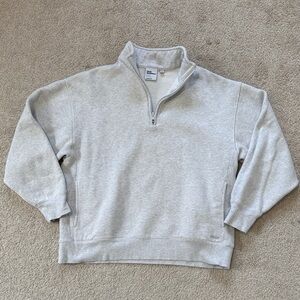 TNA Cozy Fleece Boyfriend Fit 1/4 Zip Sweatshirt Heathered Grey SzM